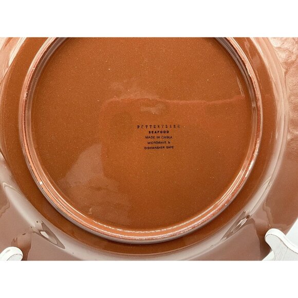 Pottery Barn Seafood Dinner Plate 12" Blue Seafood  Around With a Tan Background - Picture 12 of 14